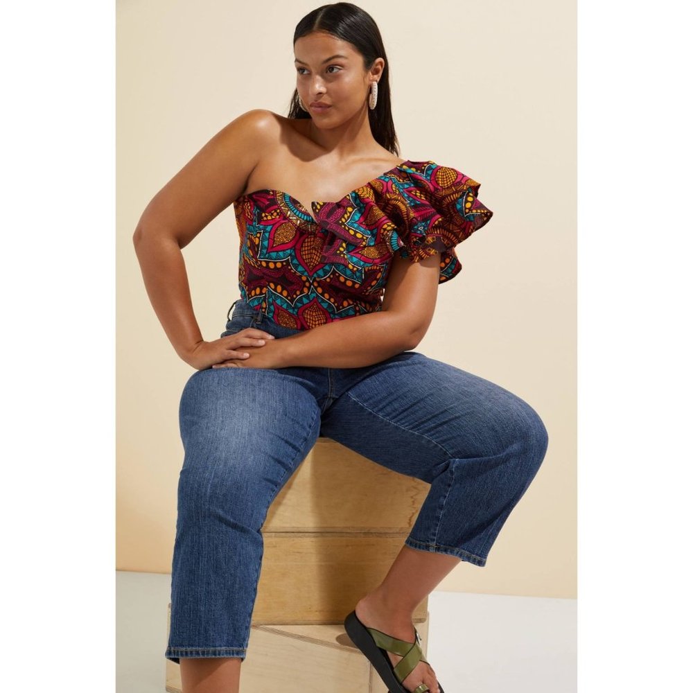 Anthropologie SIKA Ruffled One-Shoulder Blouse